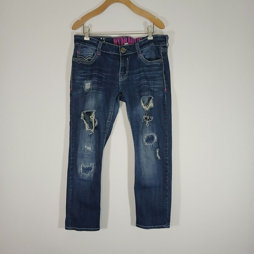 Hydraulic Gramercy Y2K Low Rise Distressed Capri Jeans Size 5/6